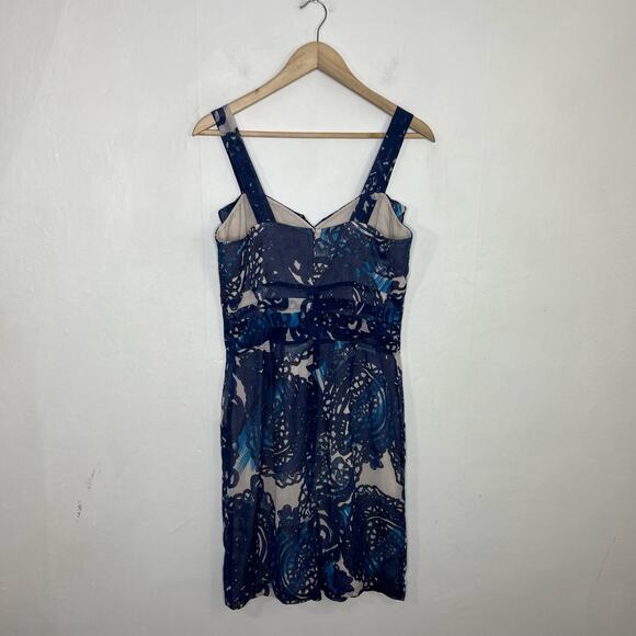 Peruvian Connection Cote Dazur Blue Floral Silk Blend Dress Size 6 - Picture 2 of 13